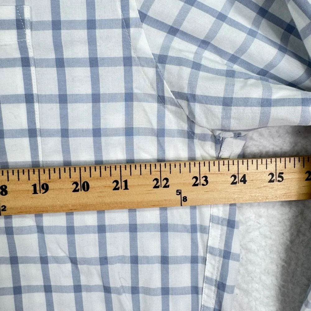 J Crew Shirt Mens XL Tailored Fit Washed Casual Button‎ Down White Gingham Check